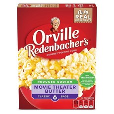 Orville Red 레드enbacher's 전자레인지 팝콘 나트륨 감소 영화관 버터 맛 1회 제공량당 3g 섬유 569.6g20.5온스 6개입, Orville Redenbacher's 전자레인지 팝콘