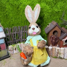森系手工草編公仔兔子客廳櫥窗裝飾復活節小擺件攝影造景道具拍攝, 1個, 款式11:1個