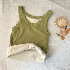 極細絨螺紋加絨保暖U領背心