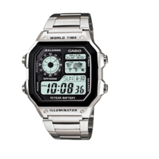 CASIO 地圖錶 AE-1200WHD 不鏽鋼錶帶 台灣卡西歐公司貨 全省保固 經緯度鐘錶 經典熱銷款