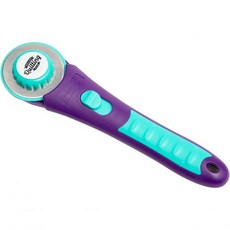 문다이얼 28mm 로터리 커터 스틱 - 인체공학적이며 부드러운 고무 그립 양면 사용 일본식 SKS-7 스틸 블레이드 원단 절단 속도 향상 듀얼 액션 안전 잠금 퀼팅 제작 재봉에, 45 mm, 1개