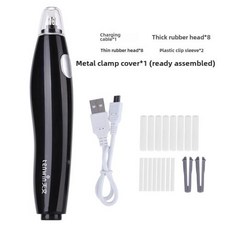 전동 지우개 자동 회전식 정밀 드로잉용 디자인 미술 도구 세트 tenwin 전기 충전 스케치 펜 하이라이트 초등학생 4색 옵션 고무 블랙 핑크 화이트 블루 굵은 코어 교체 가능, 4)Black