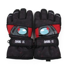 孩童Among Us圖案印花滑雪手套