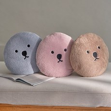 강아지 자수 원형 방석(솜포함), 블루