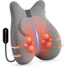사무실 의자용 CILI 온열 요추 지지 베개 시아츠 마사지 헤드 4개 포함 메모리 폼 그래핀 등 쿠션 의자 마사지기 선물하기, Chair-Classic Gray