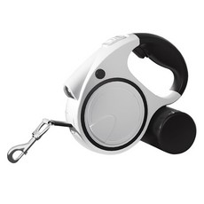 Qiaokao 반려동물 조명 자동 리드줄, 1개, 블랙 + 화이트