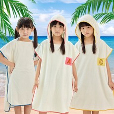 웰아로하 입는 비치타올 후드 극세사 실크 다이노 망토 / 어린이 유아 비치가운 샤워가운 스포츠타올