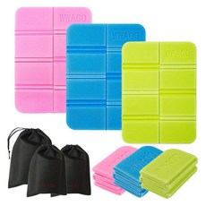 와고 휴대용 등산 방석 3개 친환경 초경량 1인용 미니 한강 축제 엉덩이방석, 핑크 블루 형광그린