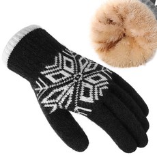 Trifabricy 여성 및 남성용 겨울 장갑 울 따뜻하고 두꺼운 플리스 터치 스크린 추운 날씨용 블랙. 단일 사이즈 170953