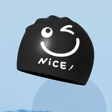 여성을위한 성인 실리콘 수영 모자 긴 머리 귀 보호 액세서리, 06 1108-black