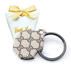 [선물포장] 명품 휴대용 가죽 케이스 미니 20배율 돋보기, 1개