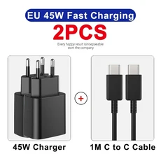 1-3개 PD 45W USB C 충전기 삼성 갤럭시 S25 울트라 A54 초고속 타입 케이블, 02 2IN1 Black 2 PCS