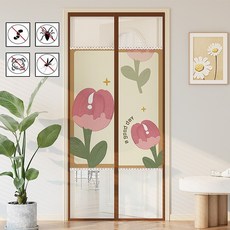 방일 꽃송이 모기방지 문발 세트 일체형 자석 프리미엄 모기장 + 찍찍이테이프 + 오픈고정자석, A