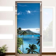 아트박스/꾸밈 fh251-현관문시트지_하와이야자수해변풍경