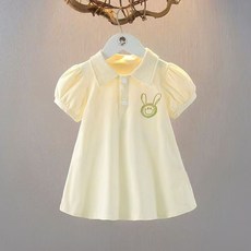 女童夏季連衣裙洋氣公主裙輕薄純色polo裙女寶袖裙子童裝