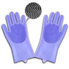 올라이프지 1+1 브러쉬 고무장갑 일체형 실리콘 수세미, 2개, FREE(one size), 퍼플