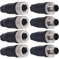 DKARDU 5핀 M12 소켓 패널 항공 와이어 커넥터 12mm 수 및 암 산업용 원형 방수 섀시 백 마운트 실외 IP67 포함 (8개) 306744 8744752078