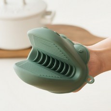 국산 실리콘 냄비손잡이 오븐 주방장갑 세트 악어 2P, 악어 손잡이 카키, 1개