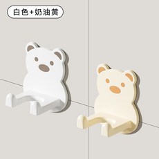 免打孔吹風機置物架 吹風機支架 吹風機收納 懶人風筒支架 電吹風支架, 白色小熊+奶油色小熊--吹風機置物架, 1個