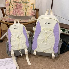 戶外撞色登山包 學生徒步揹包 潑水雙肩包 大容量輕便, 灰配紫【小號】