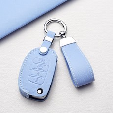 현대차 고급 폴딩 키 케이스 - 프라다 패턴 스크래치 방지 2/3/4버튼 싼타페 투싼 제네시스 등 호환, 현대 Z4 타입(4버튼), 스카이블루
