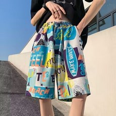 沙灘短褲男 薄款透氣 休閒 五分褲 可下水游泳 速乾 花短褲