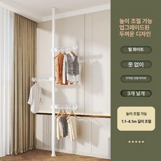 문씨오 스탠드형 빨래건조대 실내용 무타공 창문 베란다 옷걸이형, 대형, 4.1m 높이 3날개 펄화이트 1인용