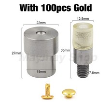 더블 캡 리벳 설치 패스너 스냅 다이 핸드 프레스 기계용 몰드 가죽 공예 신발 가방 벨트, 7. With Gold Rivet, With Gold Rivet