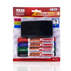 MS Cailang 白板筆套裝 附板擦, 4色白板, 4個裝