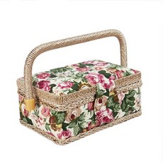 반짇고리함 바느질 보관함 반짓고리 정리함 수납 상자함재 파스토럴 로즈 C 19.5x13x10cm, 1개