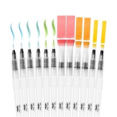 Mr. Pen - 수채화 브러시 펜 12개 수채화 브러시 세트 워터 브러시 펜 수채화 브러시 세트 리필 가능한 브러시 펜, Mr. Pen - 수채화 브러시 펜, 12개, 수채화