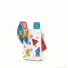 磁力七巧板 智力拼圖 磁性七巧板 幾何積木 木製積木 益智拼圖 生日禮物, 1個, 256片磁力七巧板【收納盒】,教材同款-正版3C認證