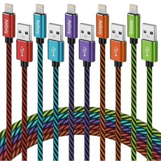 Aeibxii 아이폰 충전기 10FT 5팩 Apple MFi 인증 라이트닝 케이블 나일론 땋은 고속 충전 호환 iPhone 14 13 12 11 Pro Max XX X 8 iP