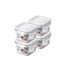 글라스락 클래식 화이트에디션 정사각 900ml 2개+2개 (총4개), 3.정사각 210ml 2개+2개, 1세트