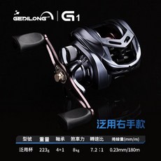 GEDILONG G1 路亞水滴輪 7.2:1 高轉速比 8kg 煞車力 防炸線, 右手泛用遠投輪帶卸力報警, 無