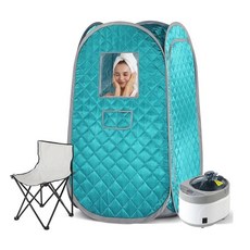 휴대용 스팀 사우나 풀 사이즈 개인 스팀 사우나 4l 스팀 발생기 실내 사우나 텐트, 01 Peacock Blue Set