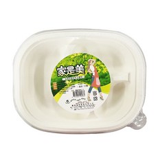 家是美 精緻餐盒(附蓋) 三格餐盒, 1個, 2入