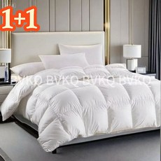BVKQ초경량 보온 프리미엄 구스다운 이불 접이식 도톰 구스다운 순면 이불BVKQ, [1+1]화이트