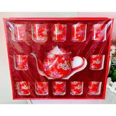 孟之坊婚禮精品舘 花開富貴百年好合中式婚慶奉茶茶具組 (訂婚結婚專用), 1個