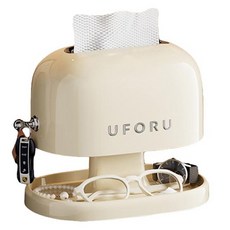 UFORU 雙層面紙盒 北歐風 復古風 桌面收納 鑰匙 飾品收納 衛生紙盒 紙巾盒, 白色