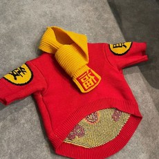 【格森】寵物新年衣服 狗狗貓咪法鬥泰迪雪納瑞秋冬款過年, 圍巾50CM*8CM,S, 1個