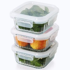 네오플램 스탠다드 내열유리 반찬통 밀폐용기 3p세트 800ml, 3개, 웨이브락 800ml