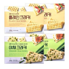(2종세트) 플레인 크래커+대파향 야채크래커, 4개, 340g