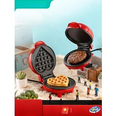 미니 전기 샌드위치 메이커 자동 소형 빵기계 논스틱 와플기, 플랫 팬, 기본 색상