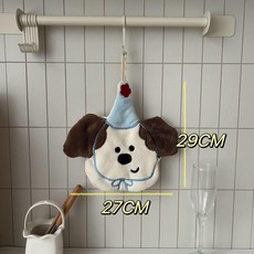 可愛卡通造型可掛式吸水加厚廚房手巾抹布, 1個, 藍帽小狗擦手巾, 藍帽小狗