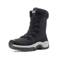 登山鞋女冬季韓國復古學生寬楦厚底運動鞋滑雪防水防滑雪靴增高黑色高筒休閑鞋舒適加絨保暖靴子戶外透氣軟底緩震慢跑鞋大尺碼女鞋, 규격 없음, 黑色