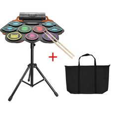 手捲電子鼓 電子爵士鼓 兒童鼓 折疊便攜式練習鼓 附贈收納袋, 1個, 手捲鼓+架+收納袋