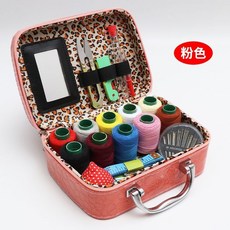 針線包 針線盒 針線組 縫紉工具套裝 家用便攜結婚嫁妝多功能縫補收納盒, 優質針線箱套裝【粉色箱】, 1個