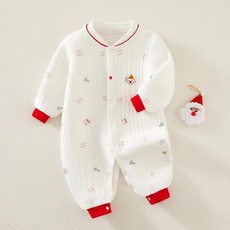 新生兒嬰兒連體衣 春秋款 三層保暖 聖誕主題爬服