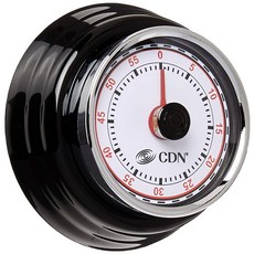 cdn 컴팩트 60분 기계식 타이머-화이트 화이트, Black, 2" Dial